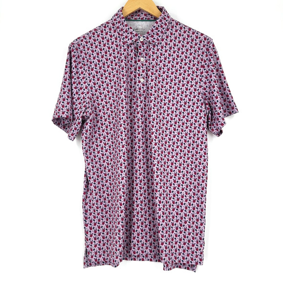 Vineyard Vines Palmero Pro Polo Shirt Mens Medium Golf Tech Sangria Grapes Print - Picture 1 of 9